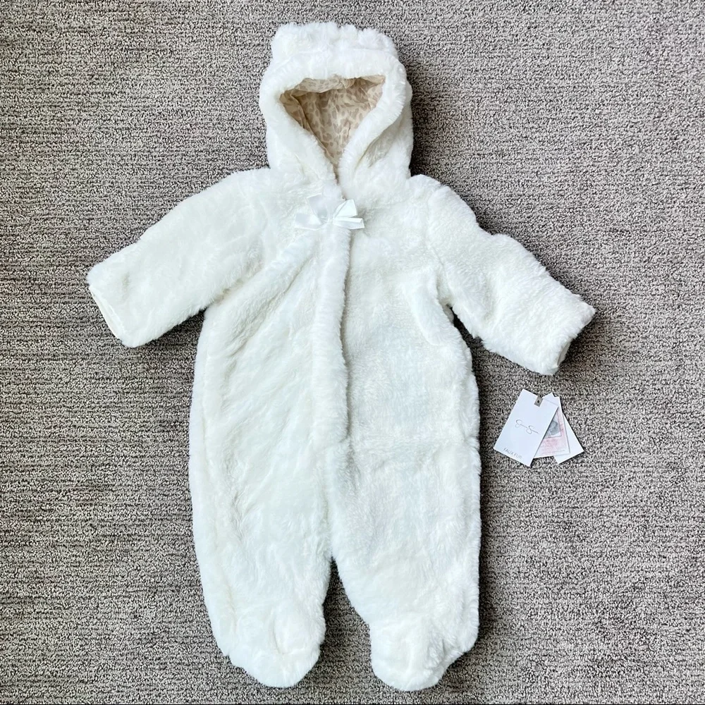 NWT Jessica Simpson Faux Fur Baby Snowsuit - Picture 4 of 12
